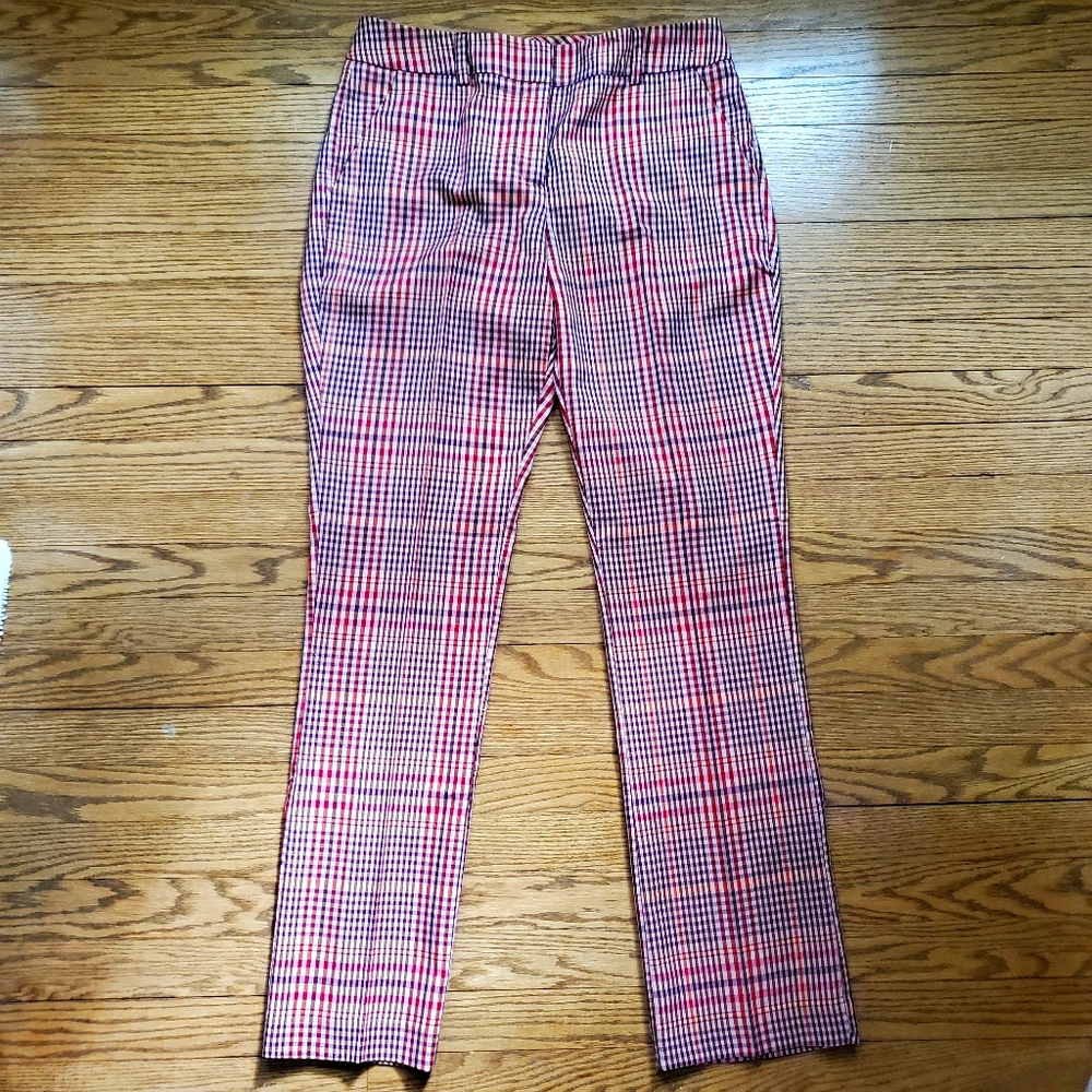 Red plaid office pants